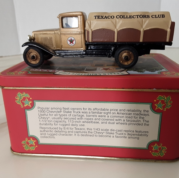 NEW in TIN TEXACO Collectors Club 1930 CHEVY STAKE TRUCK Die Cast Replica - Picture 5 of 5
